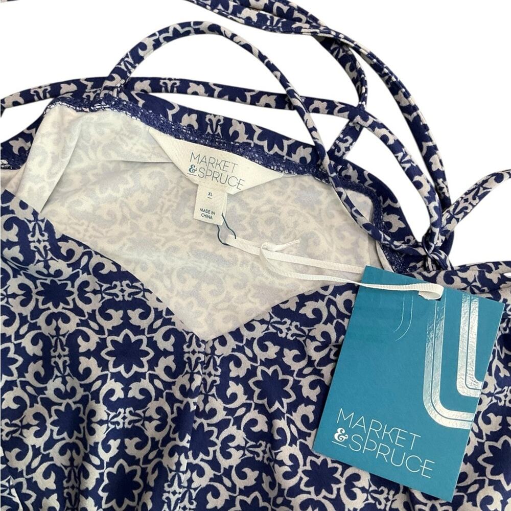 Market & Spruce Women’s Maxi Dress Geometric Blue White Size XL NWT - Picture 8 of 12